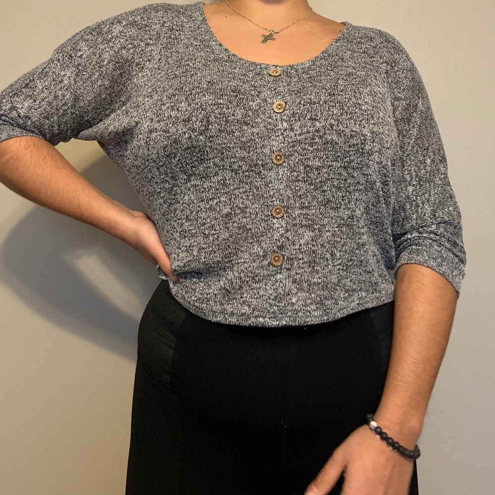Grey and White Spotted Women's LongSleeve